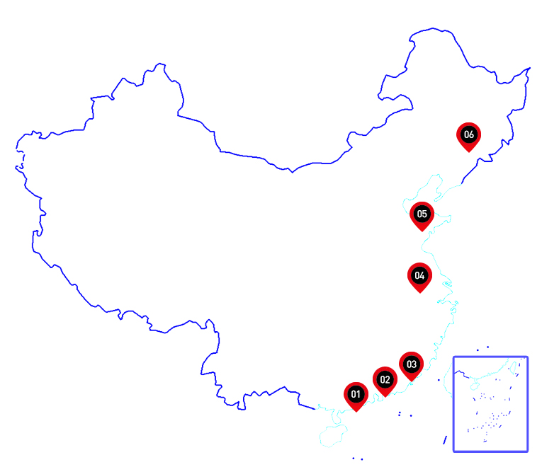 六大生產(chǎn)基地布局